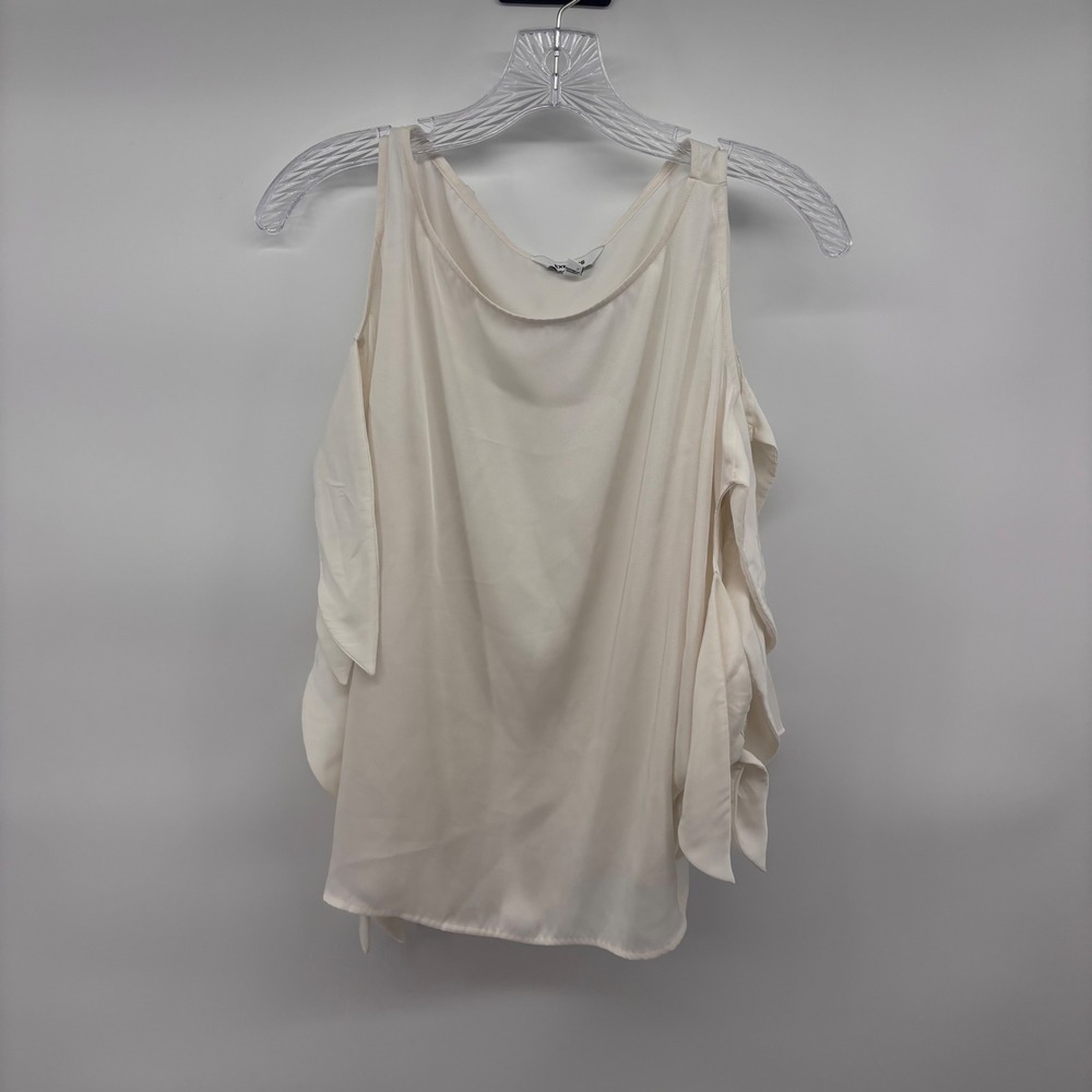 Express Ivory Cold Shoulder Ruffle Sleeve Blouse‎ Top Size M Medium